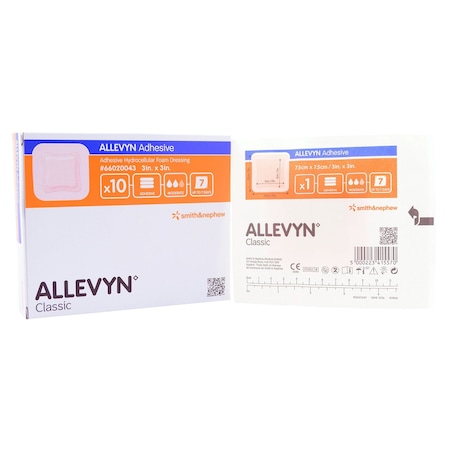 Allevyn Adhesive with Border Foam Dressing, 3 x 3 Inch, Sterile, 10PK 66020043